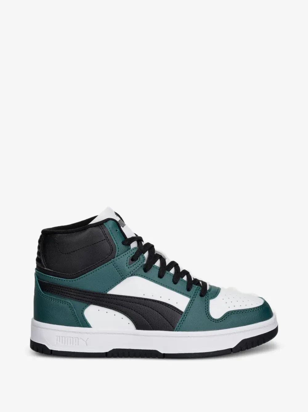 Круглый носок высокие кроссовки Rebound Slam Mid Puma Kids, зеленый — фото 2