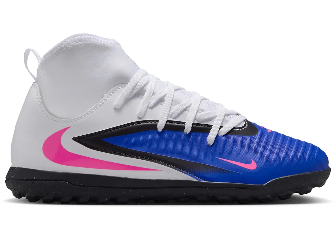 Детские кроссовки для мальчиков с высоким верхом Nike Phantom 6 High Club TF Attack Pack, Racer Blue/White/Pink Blast