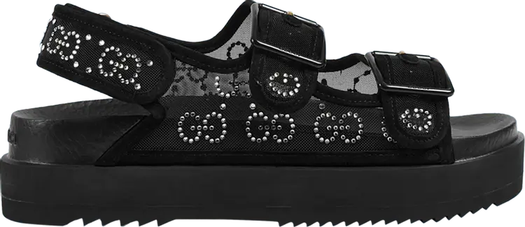 Кроссовки Gucci Wmns GG Sandal Crystals - Black, черный