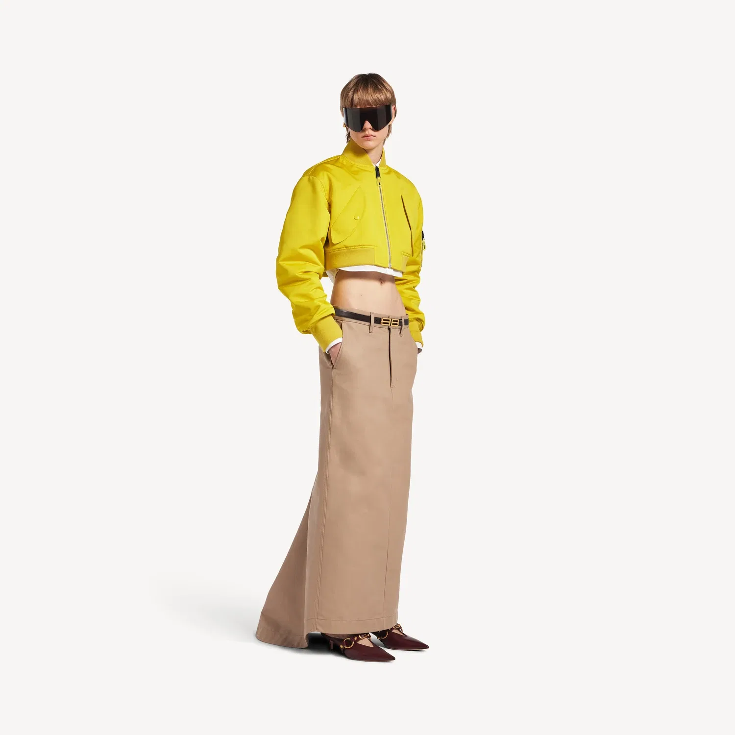 Женский укороченный бомбер желтого цвета BALENCIAGA, желтый — фото 2