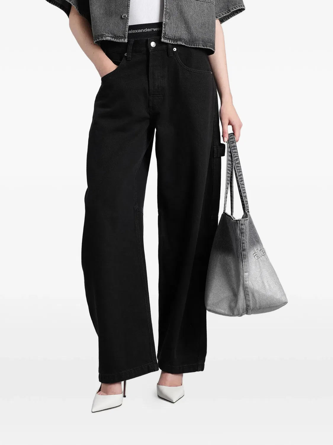 Джинсы с пятью карманами черные Alexander Wang, черный