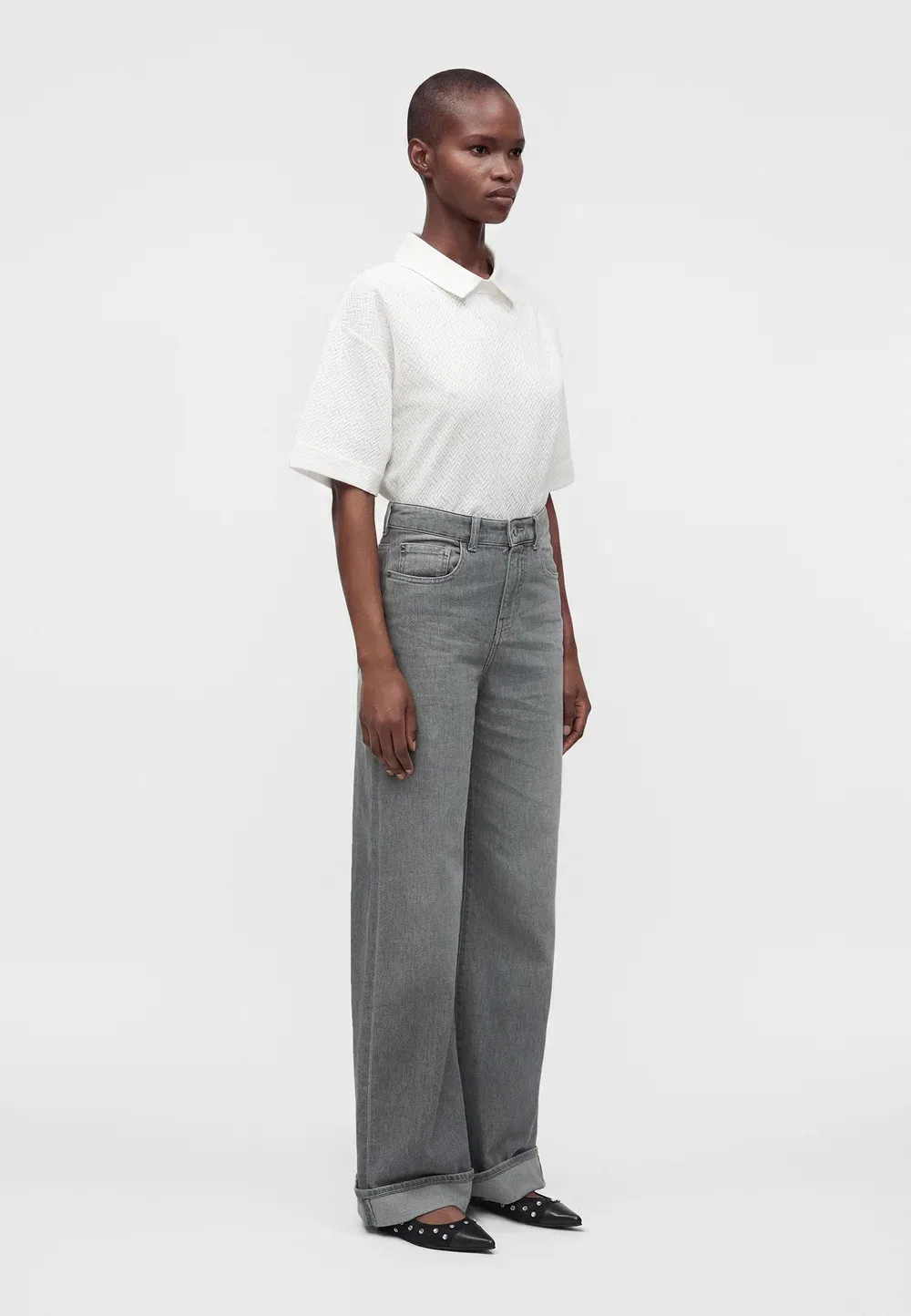 Брюки с карманами - широкие штанины Emporio Armani, Medium Grey Denim — фото 4