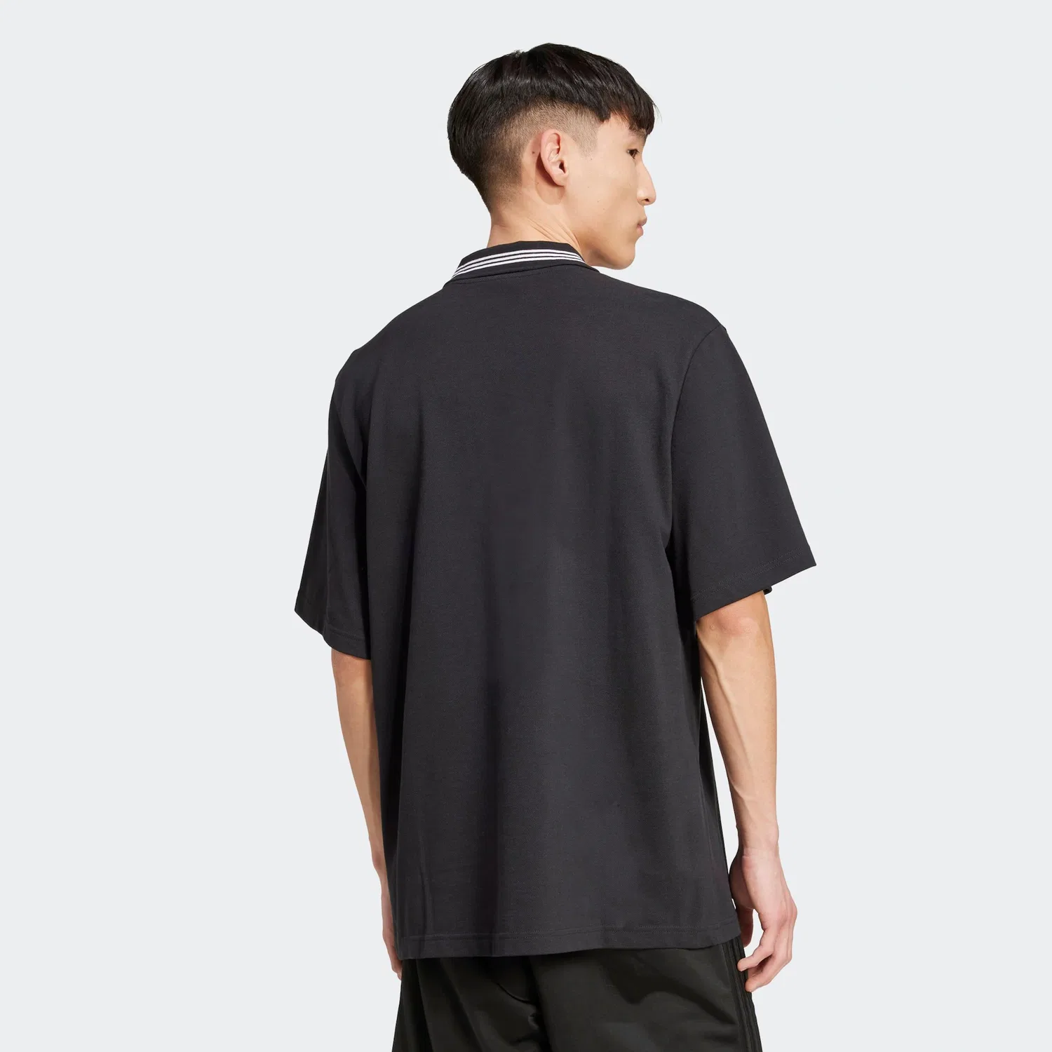 Мужское поло свободного кроя с тремя полосками Adidas Originals, Black/White — фото 2