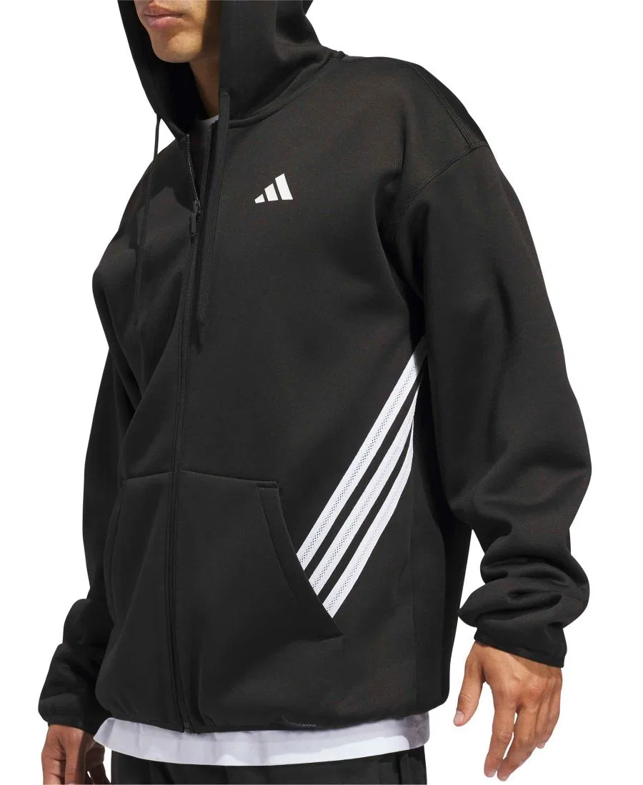 Худи с капюшоном и полной застежкой-молнией adidas, Black/White — фото 4