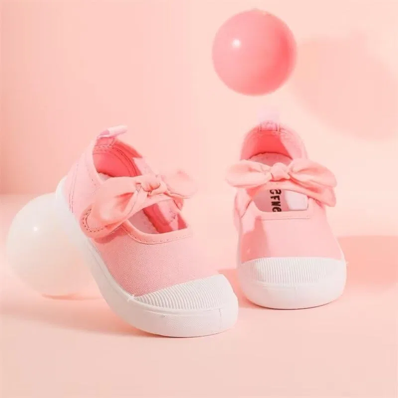 Детские туфли для девочек с бантом Zonkacen, Pink — фото 3