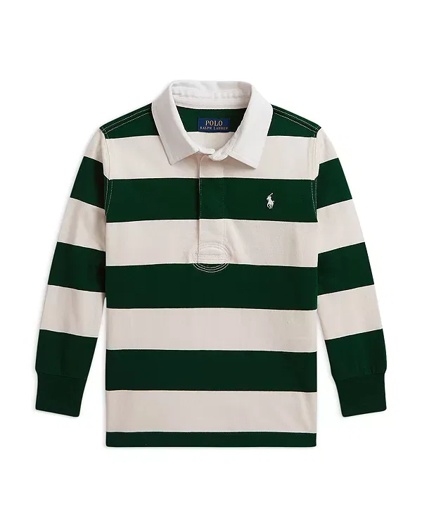 Детская рубашка поло для мальчиков с длинным рукавом Ralph Lauren, Hunter Green/Nevis