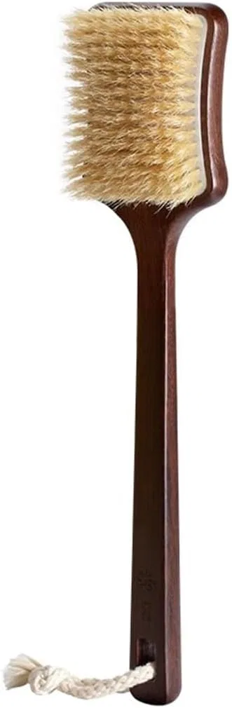 Щетка для тела из свиной щетины, с ручкой из черного дерева, 36x8 см, Brown B Generic
