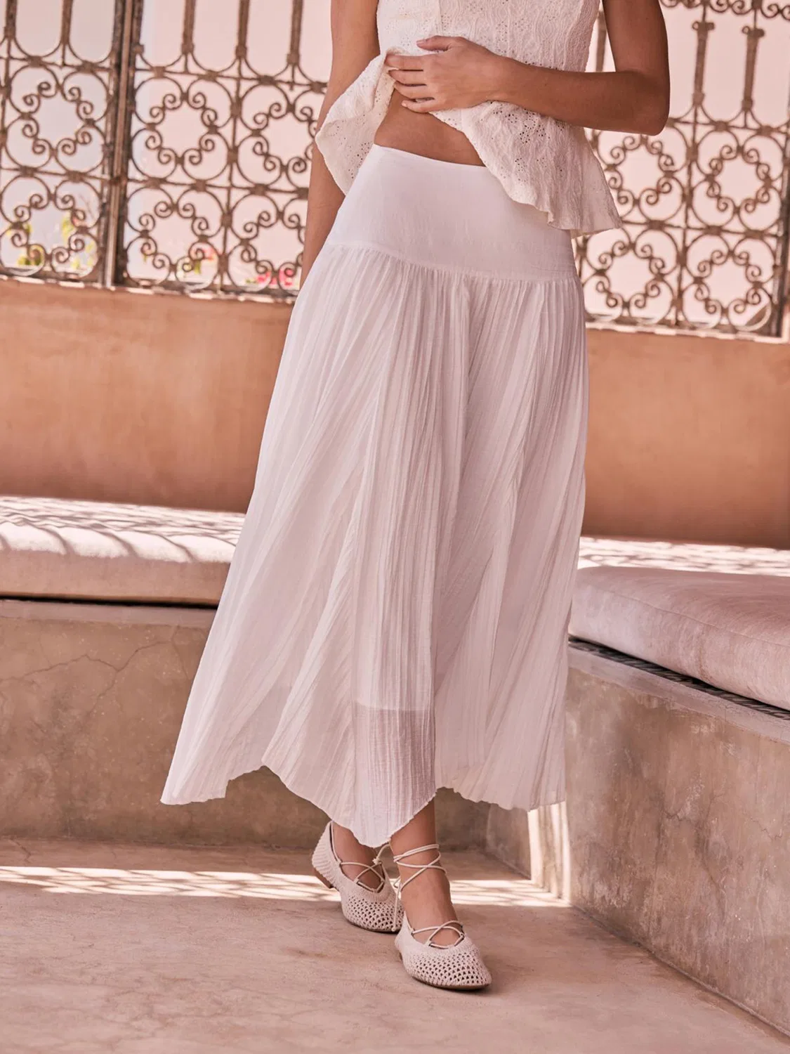 Юбка миди текстурированная, White Textured Midi Skirt Next, белый — фото 3
