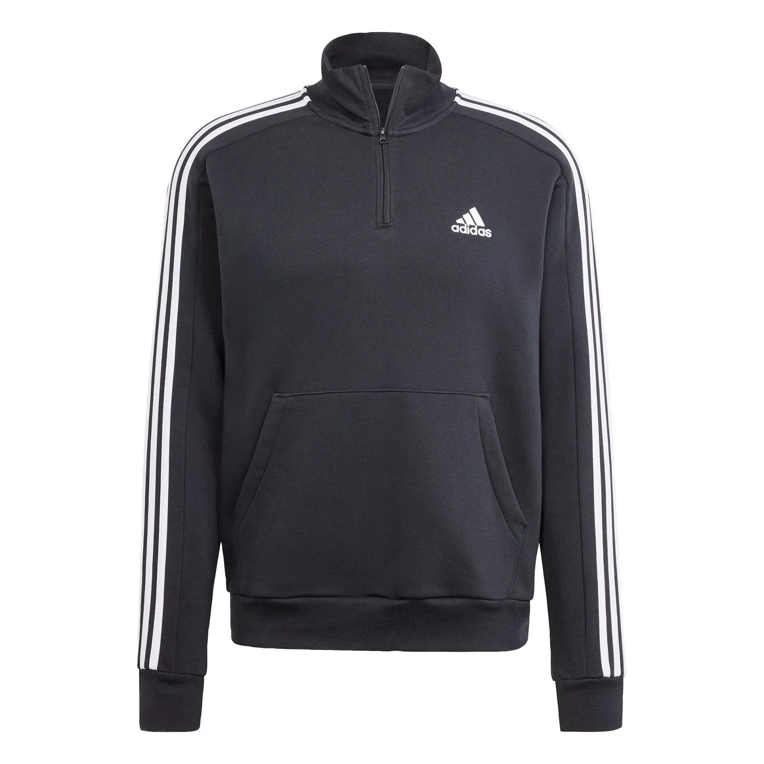 Мужской свитшот с длинным рукавом Essentials 3-Streifen 1/4-Zip Adidas, Schwarz — фото 2