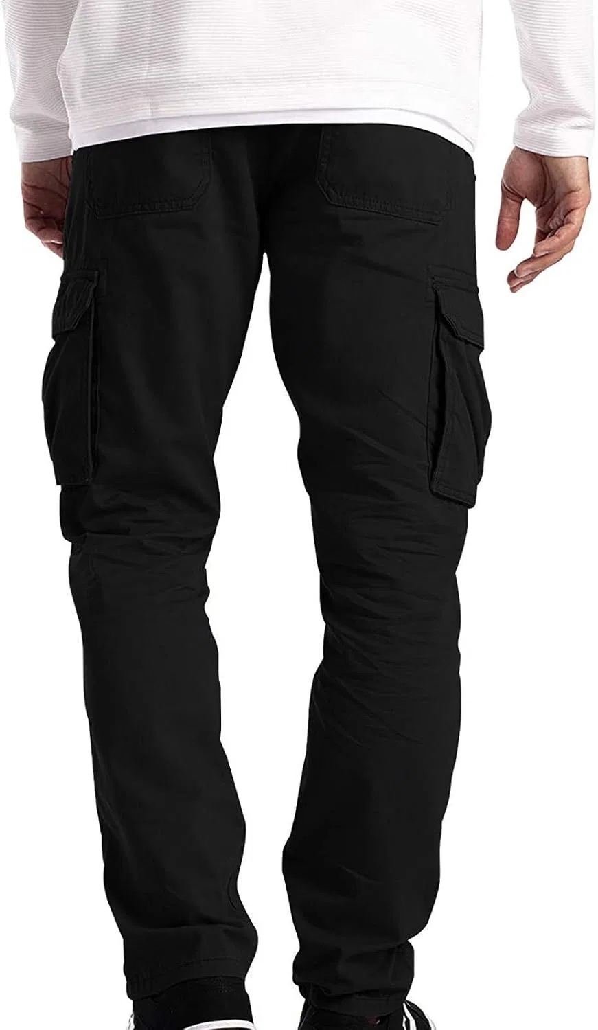 Мужские брюки-карго с карманами на молнии, Slim Fit, чёрный — фото 4