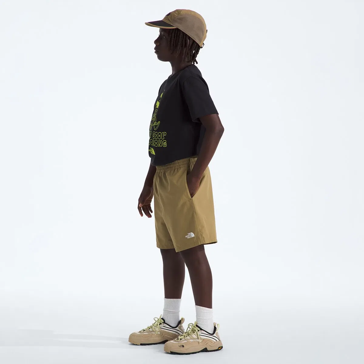 Детские шорты для мальчиков с принтом Class v 5in short - kids' The North Face, Cedar Logo Weather Topo Phantom Print — фото 4