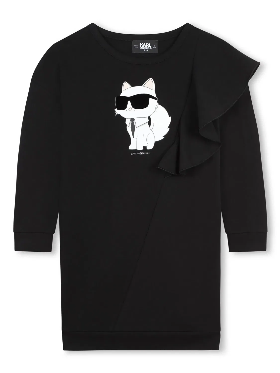 Платье с принтом Choupette Karl Lagerfeld, черный