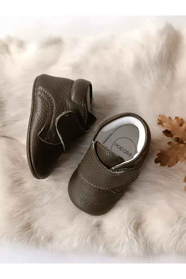 Детские ботиночки для девочек с липучкой Hodore, Khaki Green — фото 4