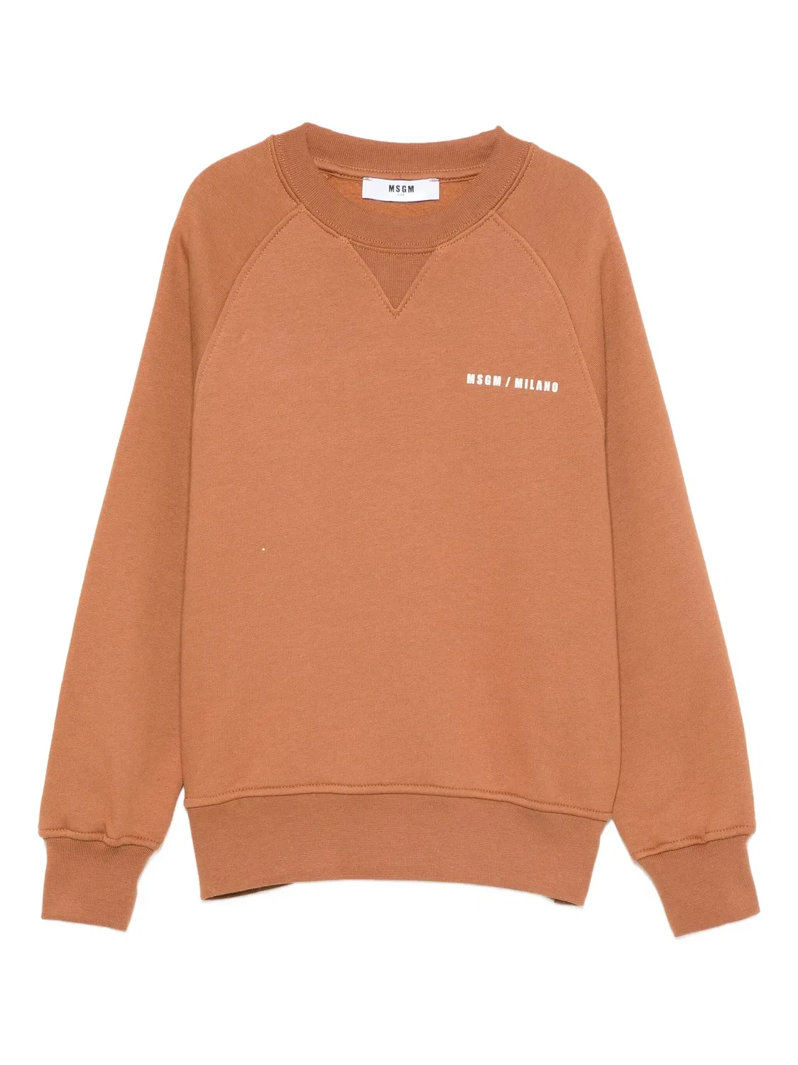 Коричневая толстовка с логотипом и регланом MSGM, коричневый