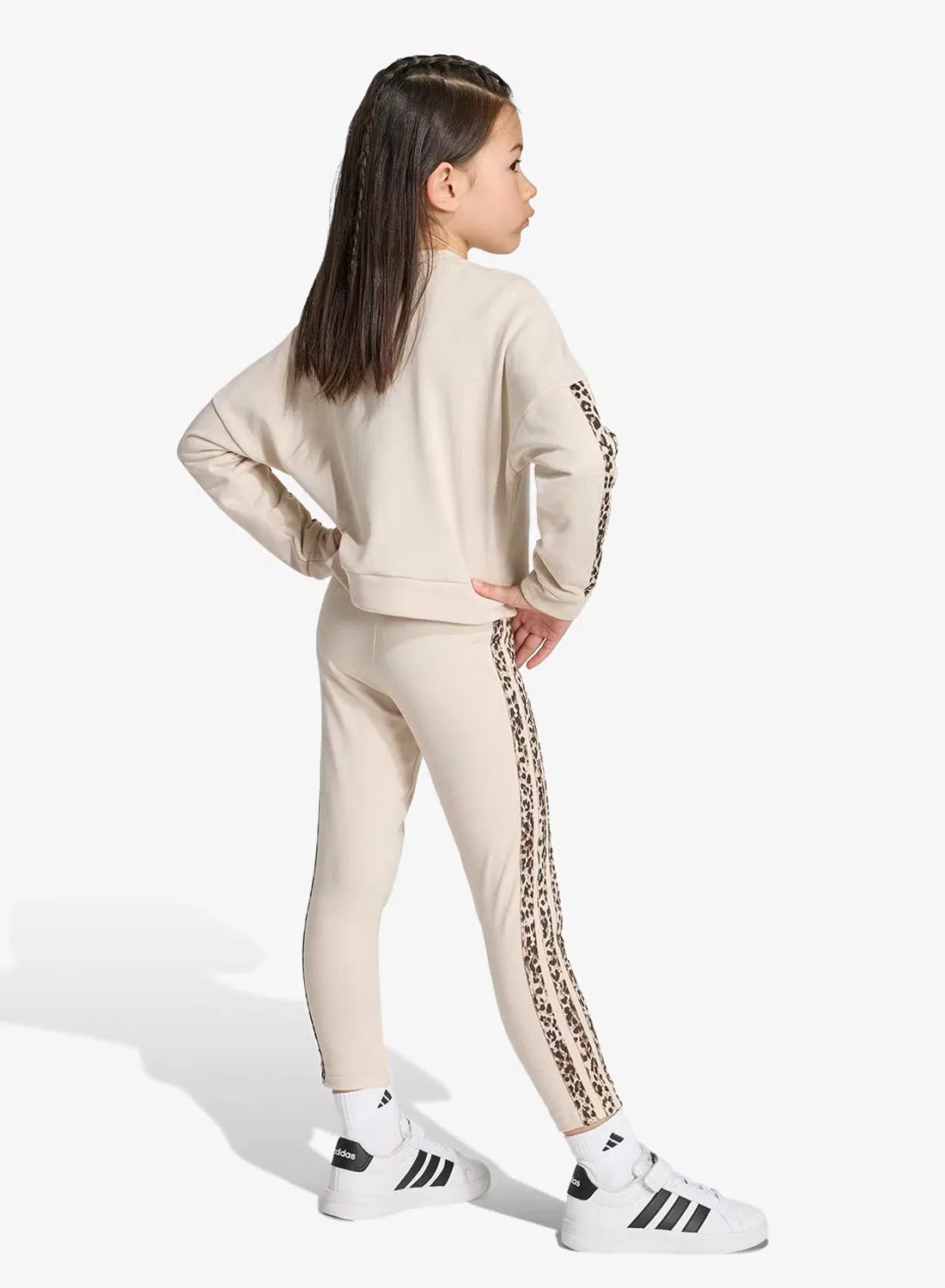 Комплект детский с принтом Animal Leggings Set Adidas, коричневый — фото 2