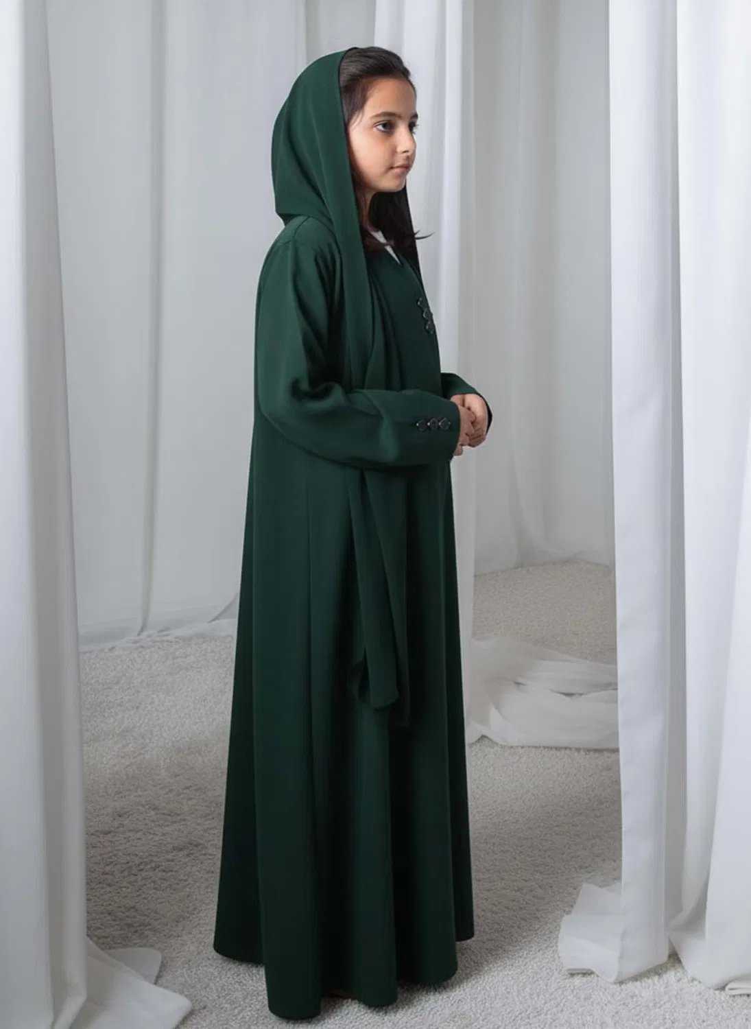 Абая детская с шейлой из крепа Barbie, Msquare Fashion, зеленый — фото 3