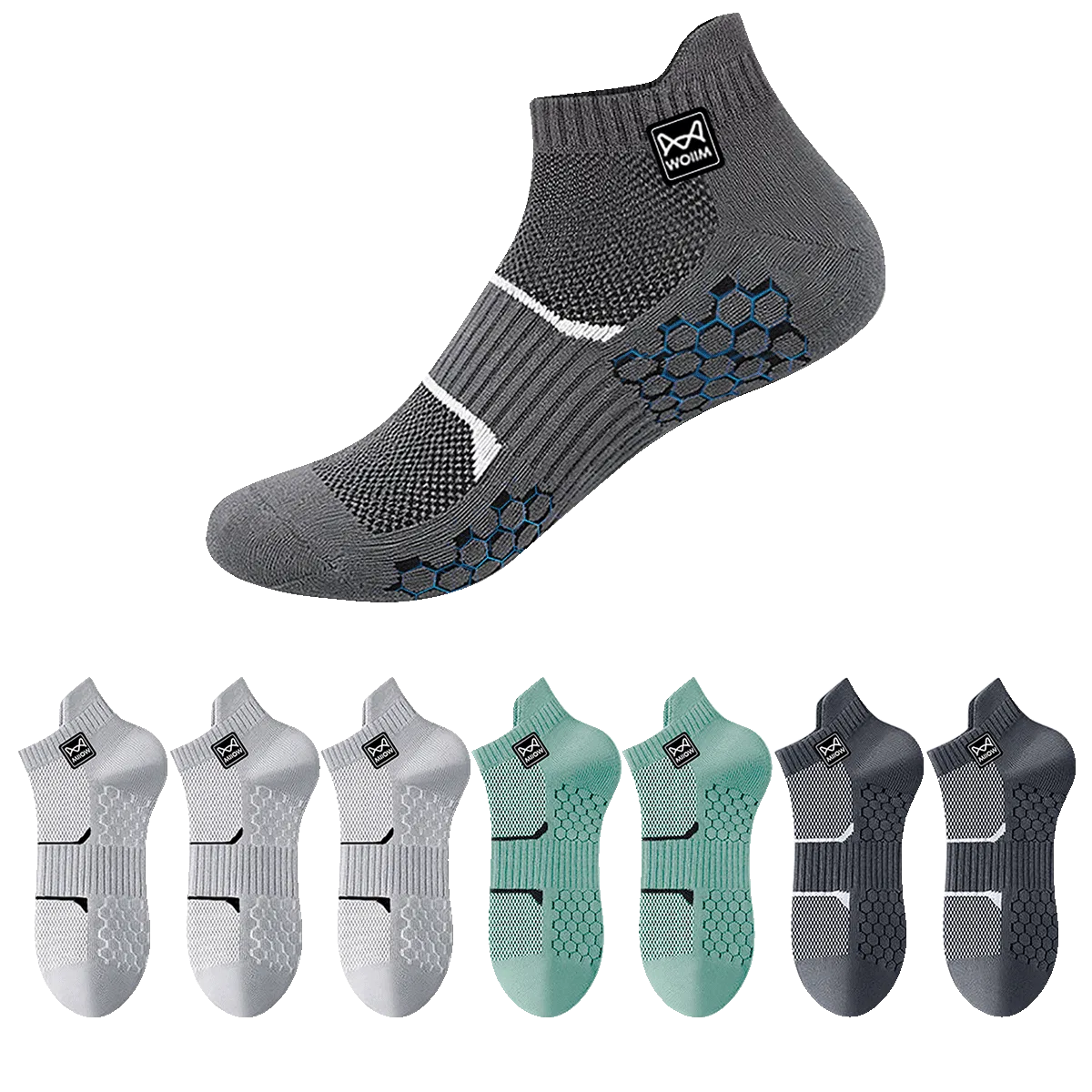 Детские баскетбольные носки, [7 Pack] Light Gray 3+Gray Green 2+Dark Gray 2, MIIOW