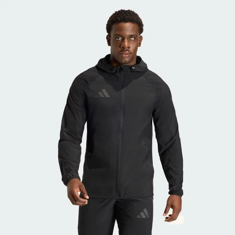 Ветровка спортивная с капюшоном Tiro Travel adidas, Черный