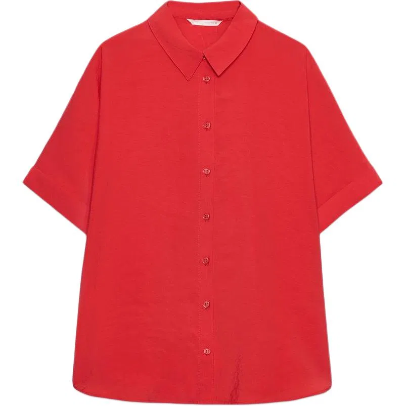 Женская рубашка с отложным воротником прямого кроя Red ZARA, Red