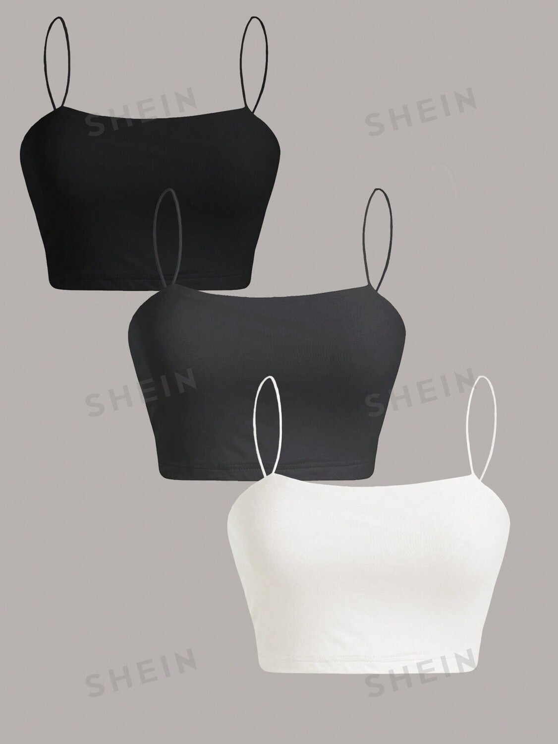 

Топ укороченный женский Shein Ezwear на бретельках, 3 штуки