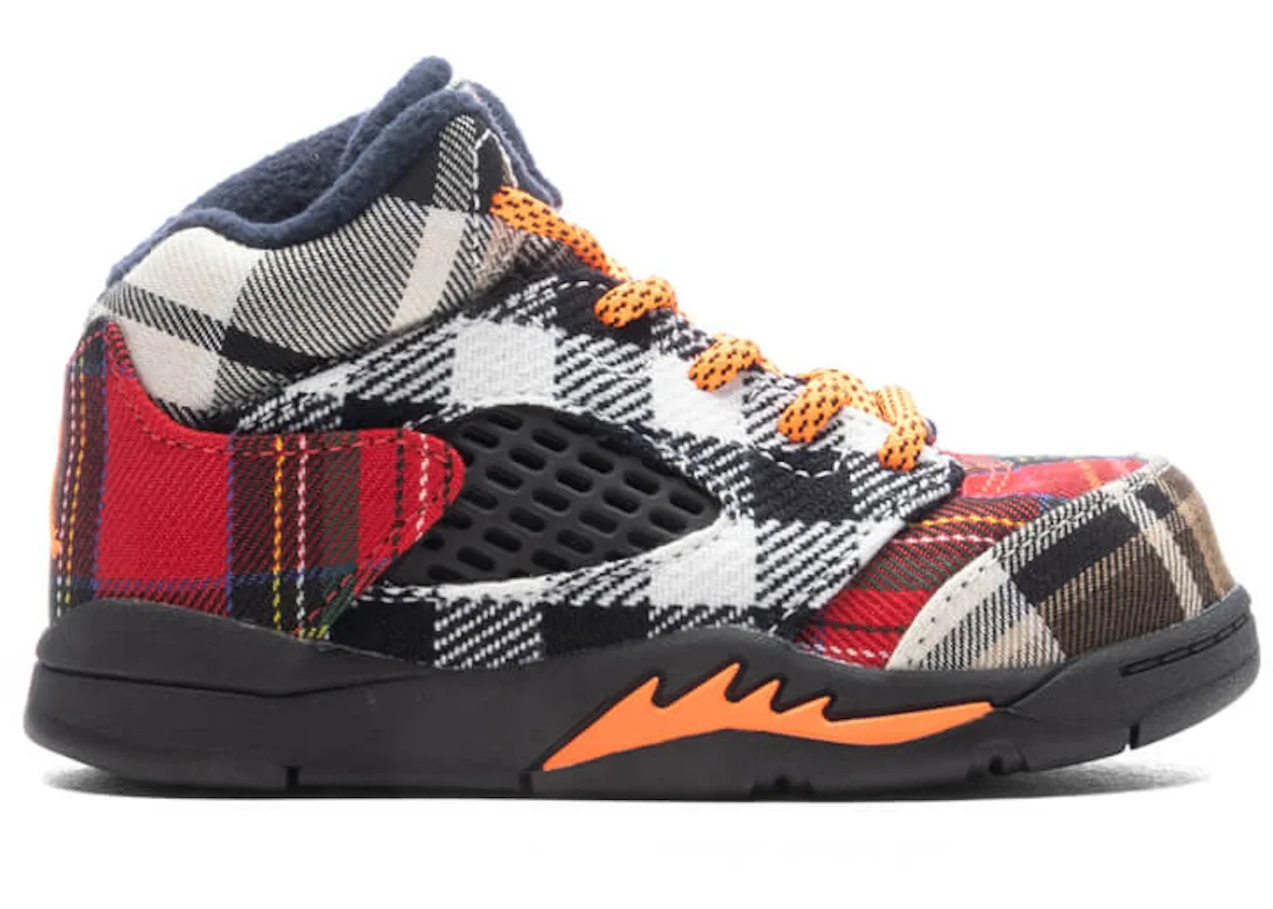 Детские кроссовки Lifestyle с принтом в клетку Jordan 5 Retro Jordan, Black/Total Orange/Dark Obsidian