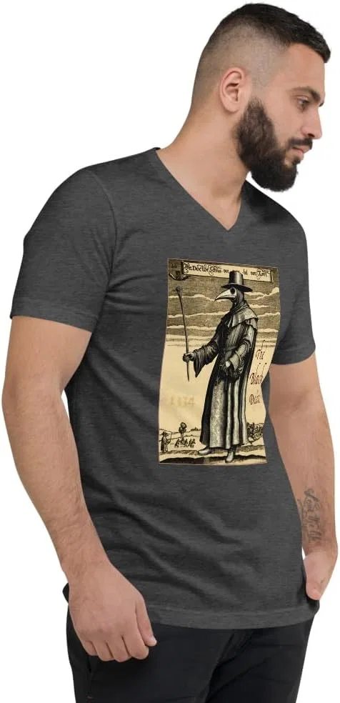 Мужская футболка с принтом Plague Doctor 1334, Dark Grey Heather — фото 4