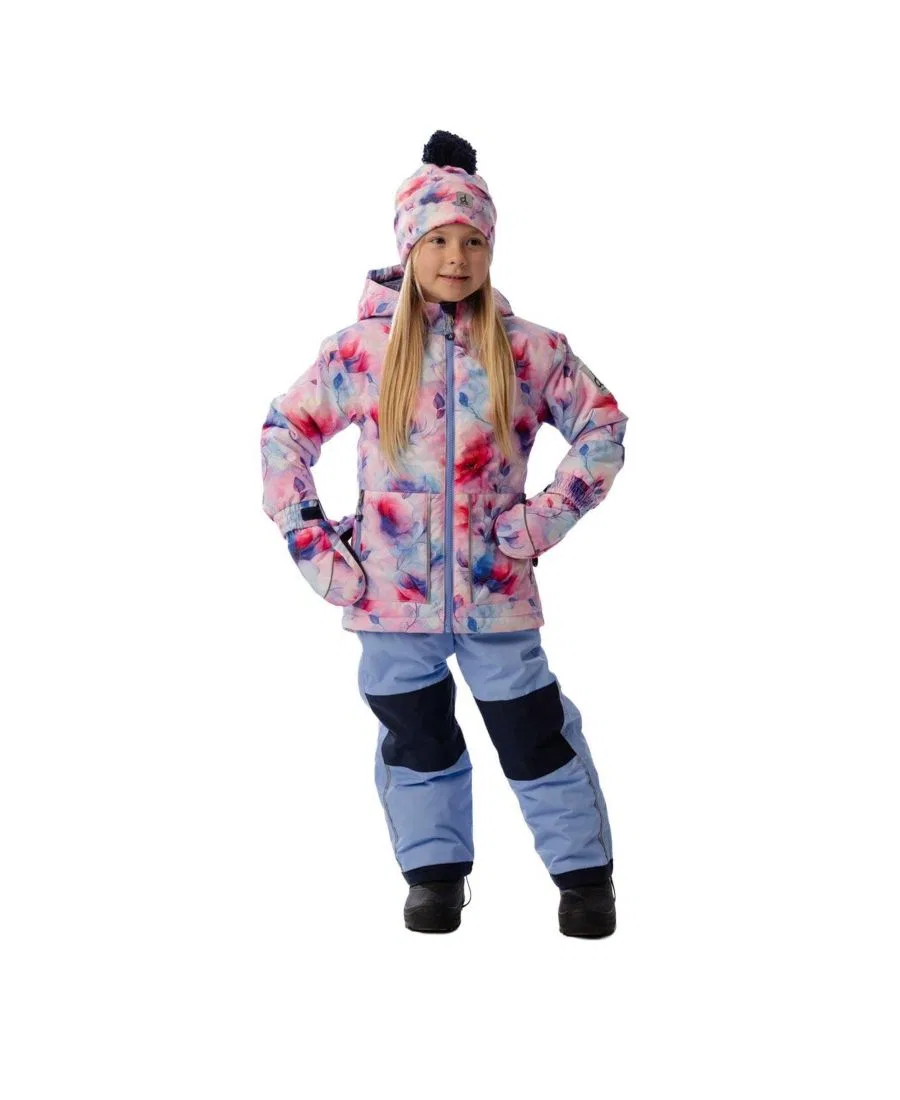 Детский комплект из куртки и снежных брюк с принтом Deux par Deux, Mauve Printed Flowers