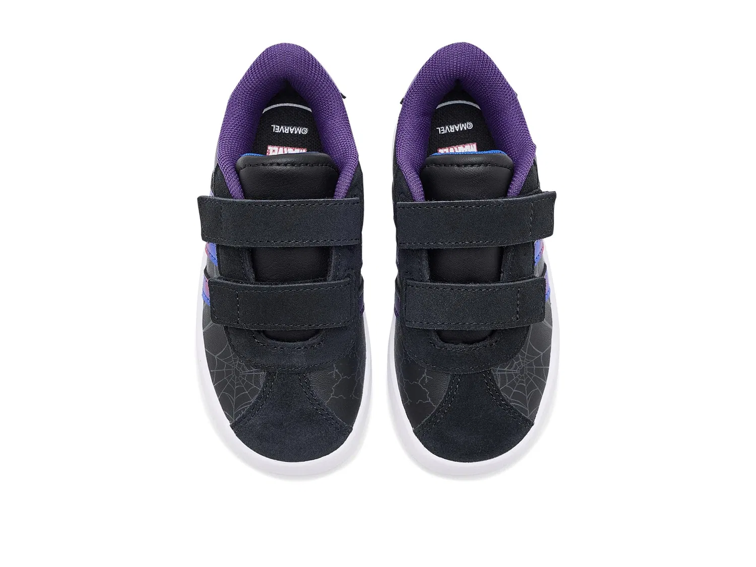 Кроссовки Marvel Vl Court 3.0 Hook & Loop (для младенцев и малышей) Adidas Kids, Black/Team Royal Blue/Violet — фото 3