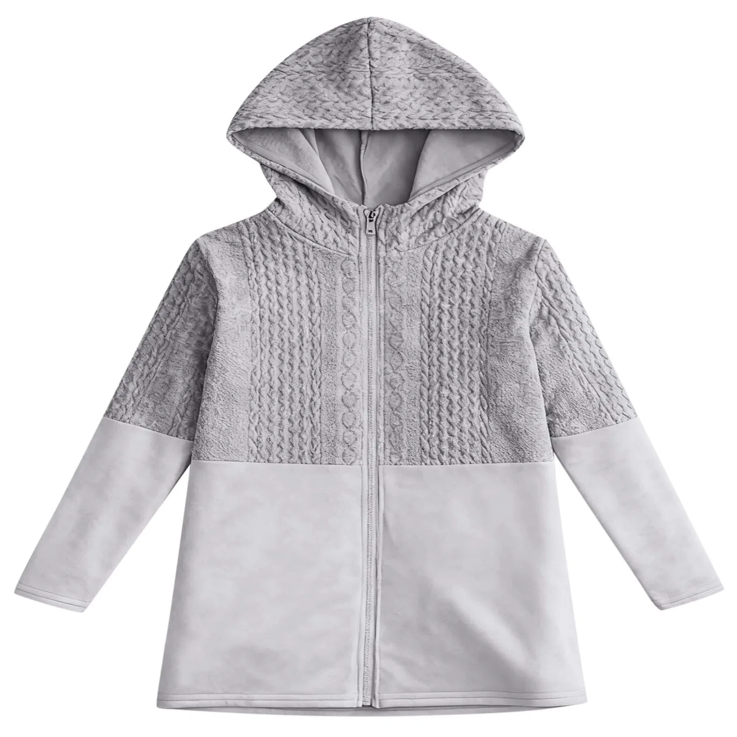 Женская куртка из вельвета с капюшоном и свободным кроем, grey — фото 3