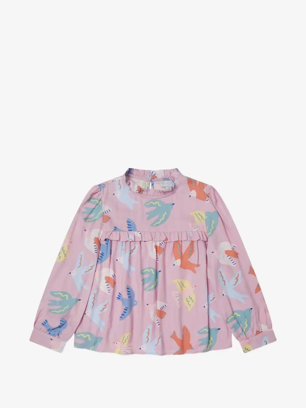 Блузка с рюшами и принтом в виде голубей Stella McCartney Kids, розовый