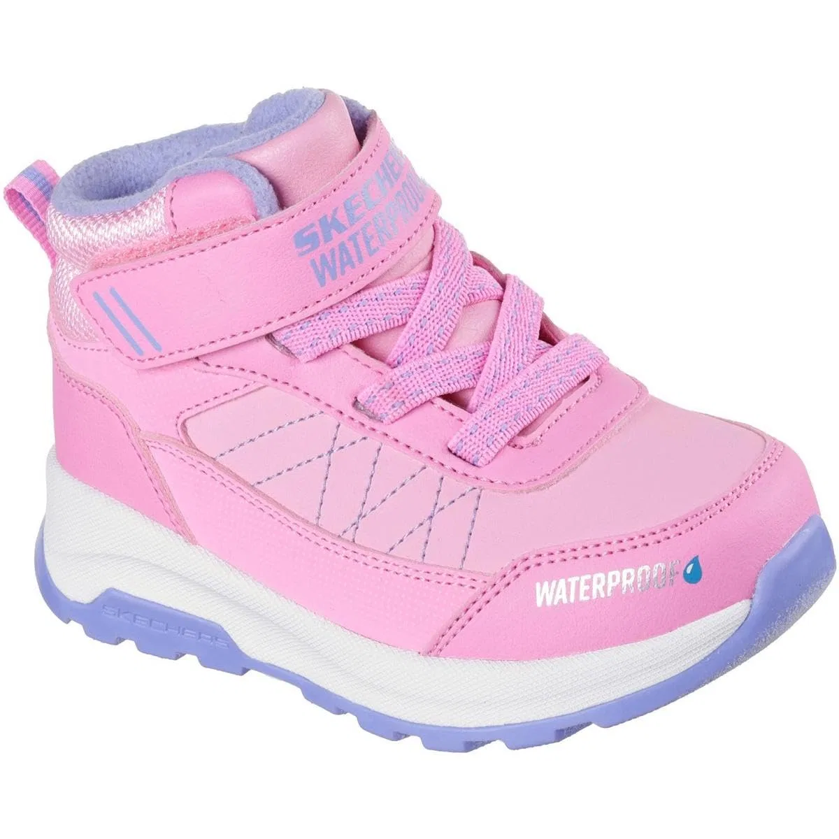Детские ботинки для девочек водонепроницаемые Storm Blazer Artic Mass Skechers, Pink Synthetic Lavender Trim — фото 2