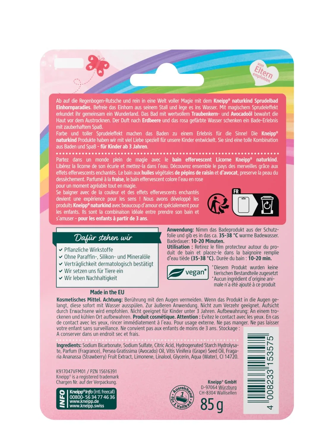 Бомбочка для ванны Kneipp Unicorn Paradise, 85 г, Розовый — фото 2