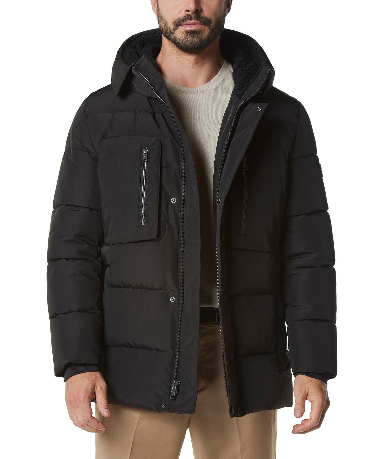 

Мужская куртка yarmouth micro sheen parka с капюшоном на флисовой подкладке Marc New York, черный