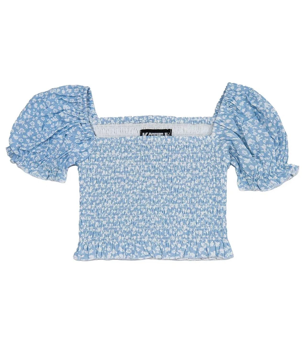Детская футболка для девочек с коротким рукавом-фонариком Marlee Print KatieJnyc, Blue Ditsy Floral