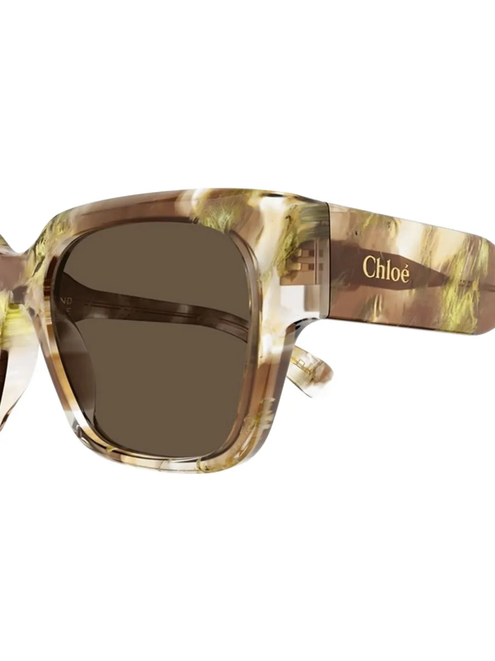 Солнцезащитные очки в квадратной оправе Chloé, коричневый — фото 3