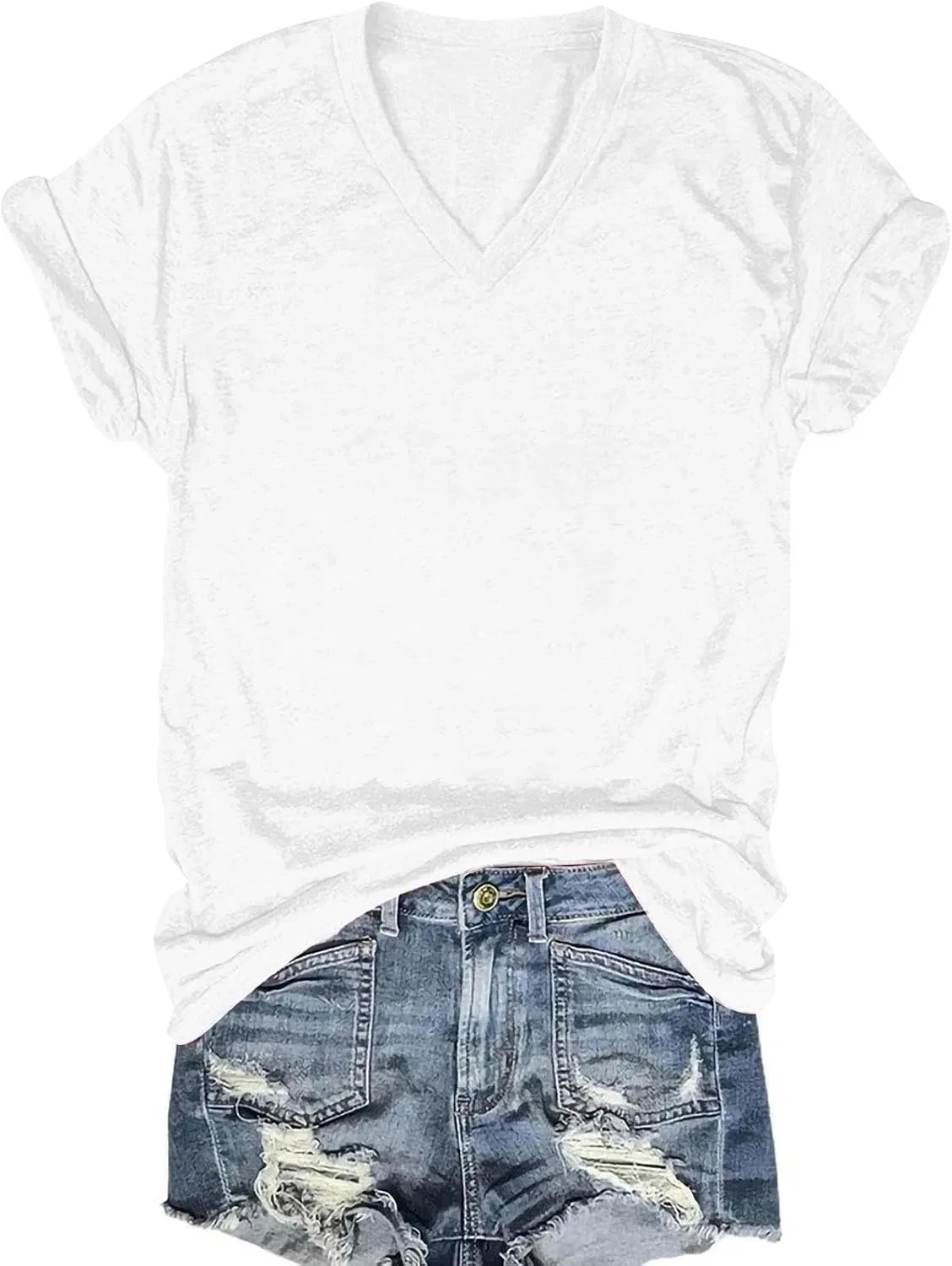 Женская футболка с V-образным вырезом Basic Tees, White