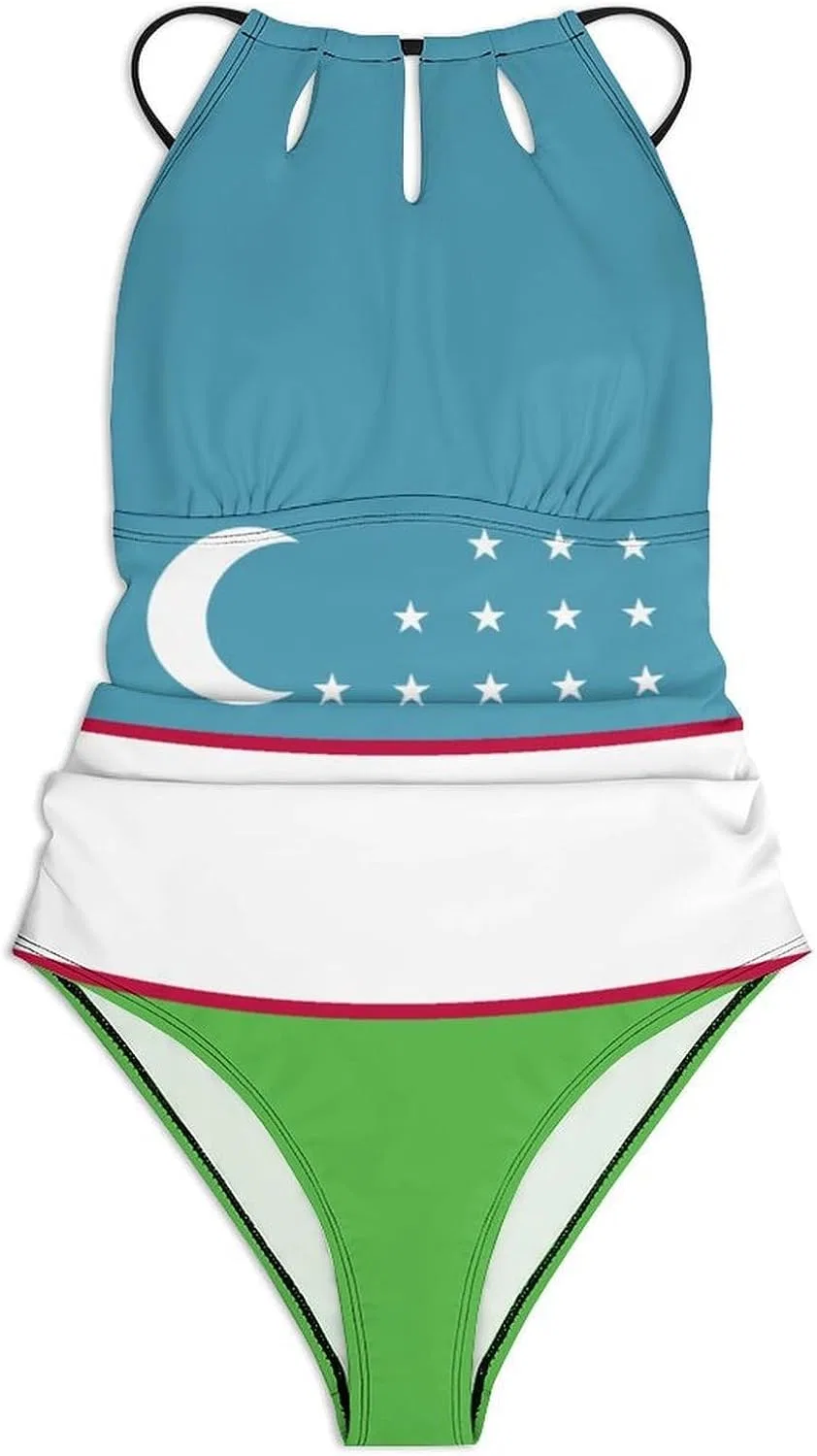 Женский цельный купальник с флагом Узбекистана, Polyester, Style — фото 3