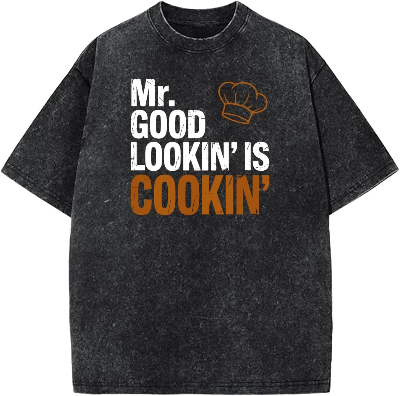 Мужская футболка с принтом Mr. Good Lookin’ is Cookin'BBQ, Wash Black