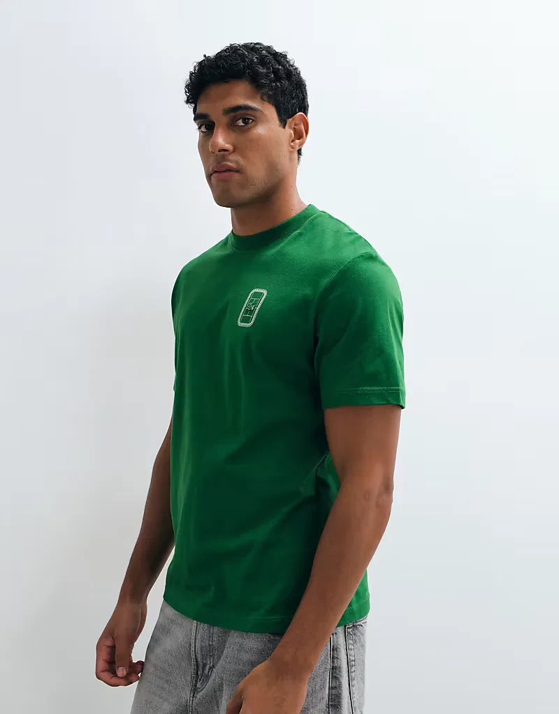 Классическая футболка Lacoste с графическим логотипом и принтом на спине, зеленый — фото 2