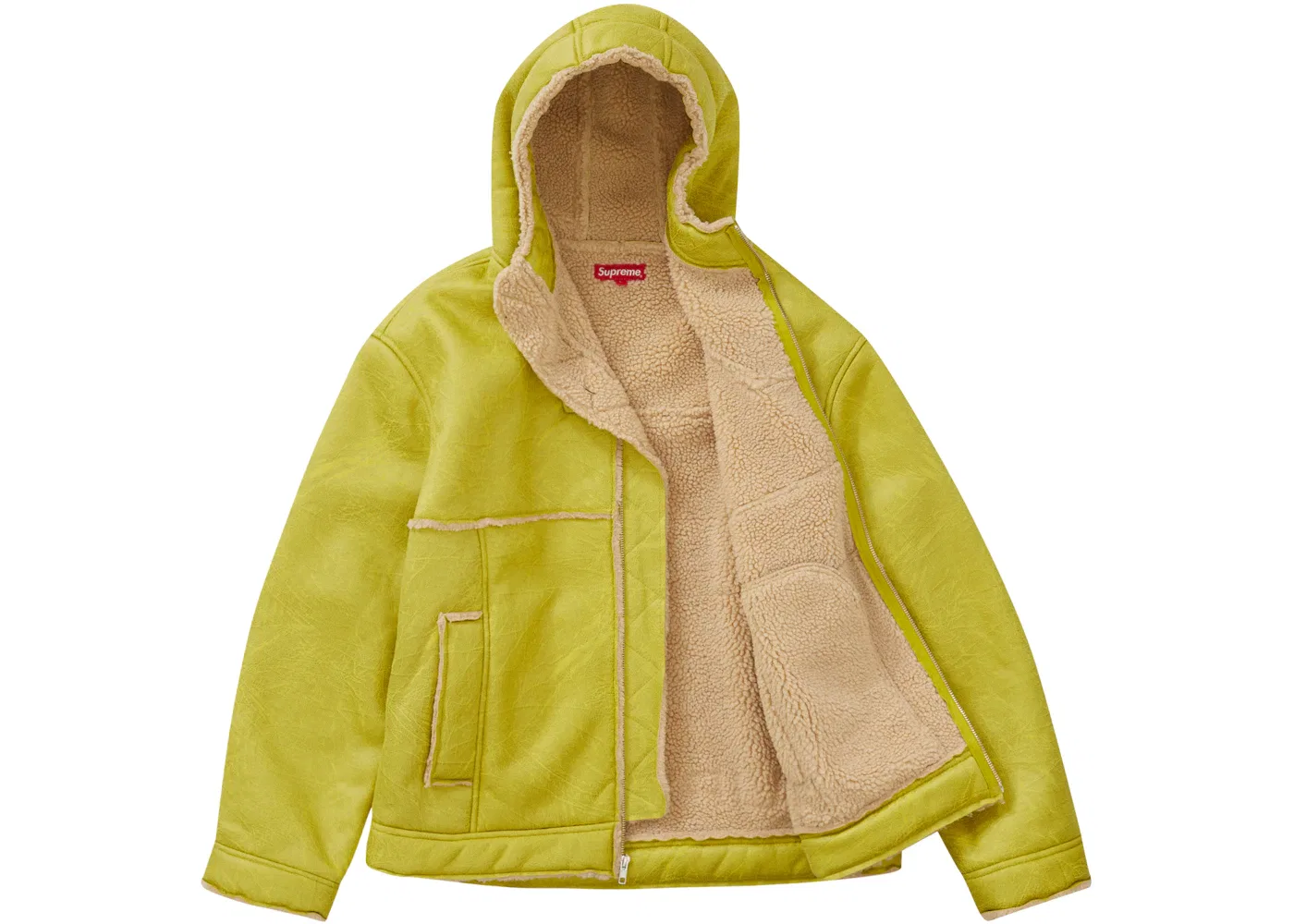 Мужская куртка с капюшоном из искусственного каракуля Supreme Jacket (SS23), Citrus — фото 2