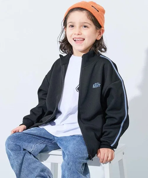 Детская куртка с боковой линией и молнией, модель Side Line Track Jacket, devirock, Черный