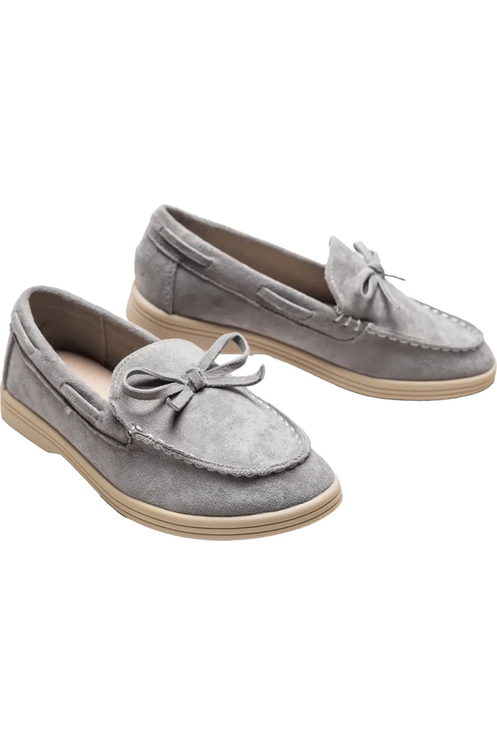 Детские туфли мокасины из замши Moccasin Loafers MOUSTACHE, серый