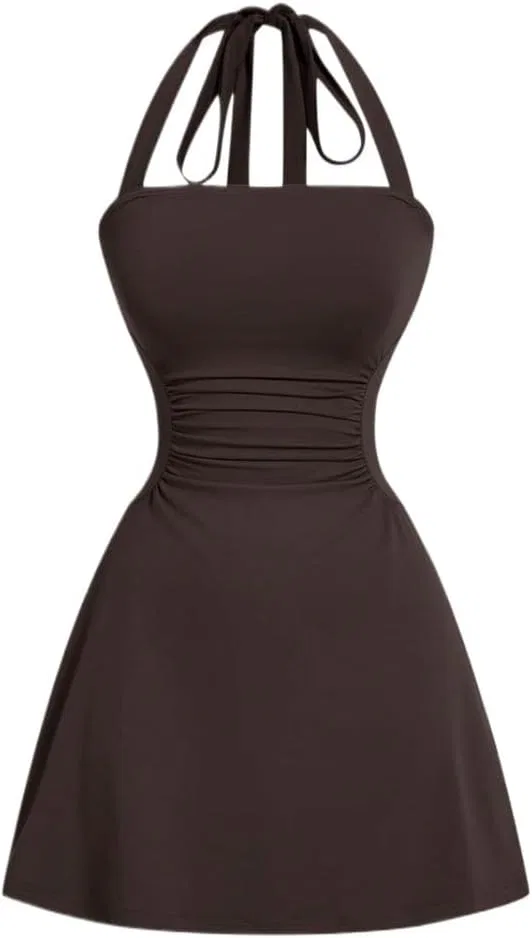 Женское мини-платье с запахом без рукавов Chocolate Brown