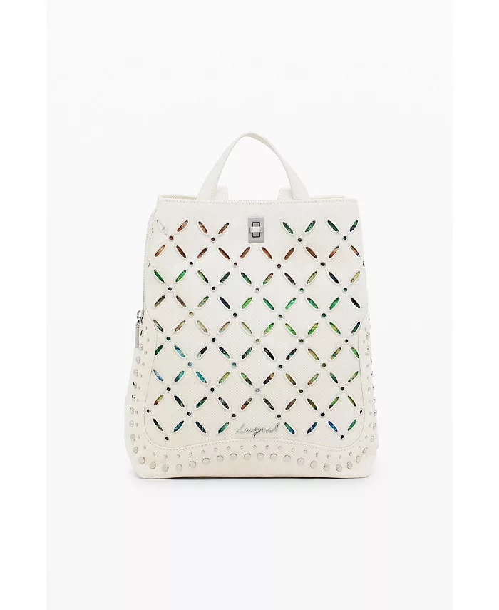 

Женский рюкзак Medium с перфорацией и шипами Desigual, коричневый/бежевый