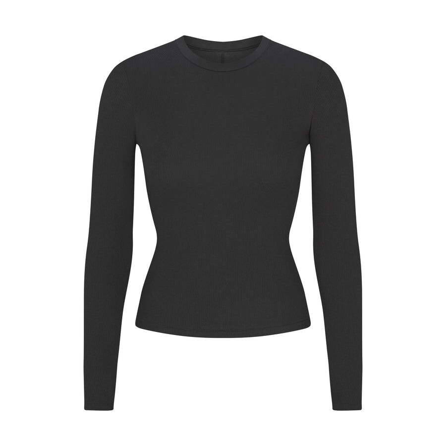 

Футболка с длинным рукавом SKIMS Cotton Rib, цвет Soot