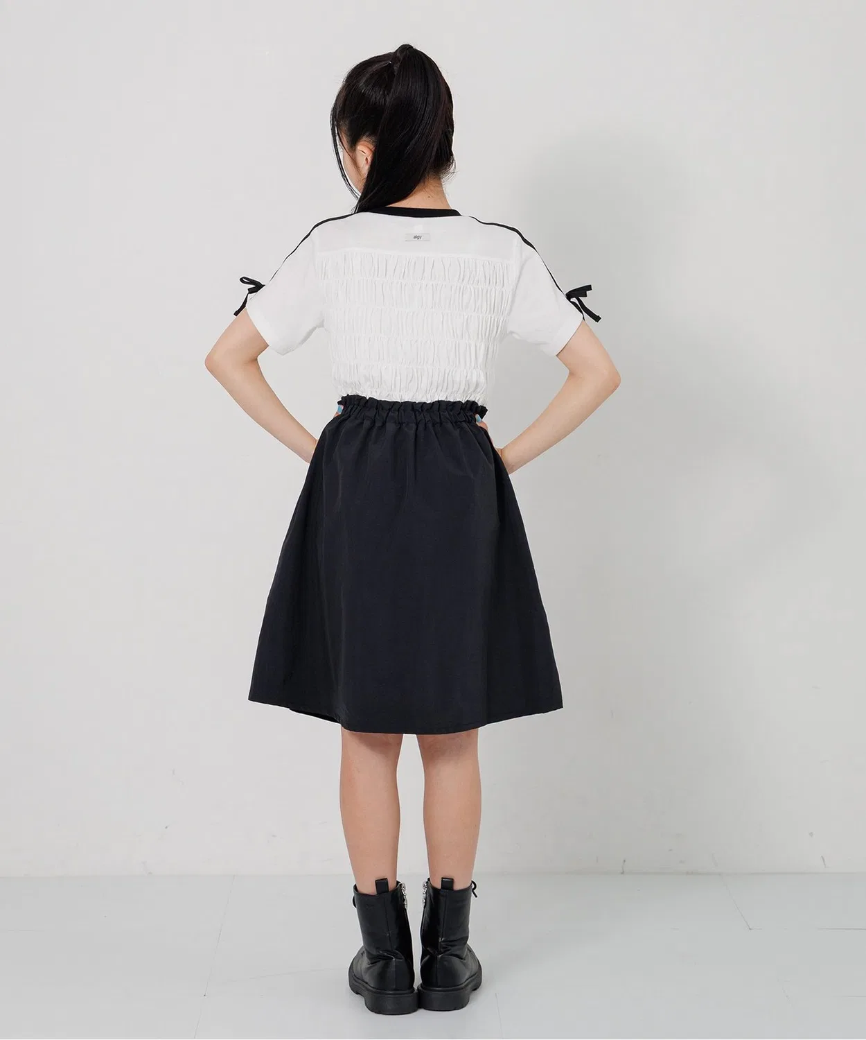 Детское платье-трапеция с длинным рукавом модель Shairingu Line, algy, Off White — фото 3