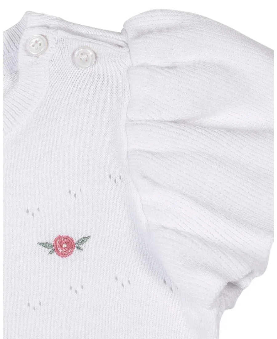 Свитер с рюшами Hope & Henry, White Pointelle With Embroidery — фото 3