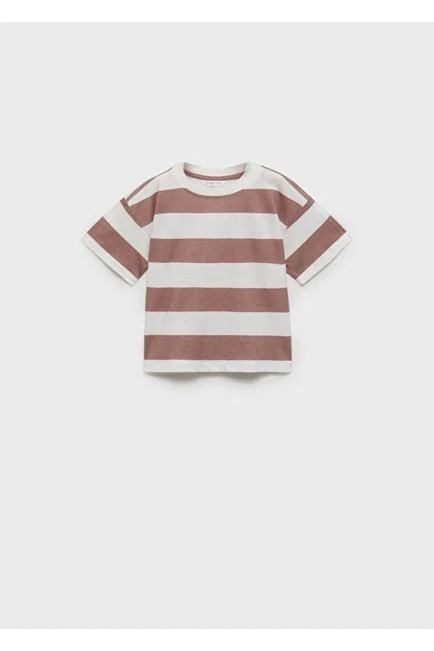Детская футболка с полоской Mango Baby, Pale Pink