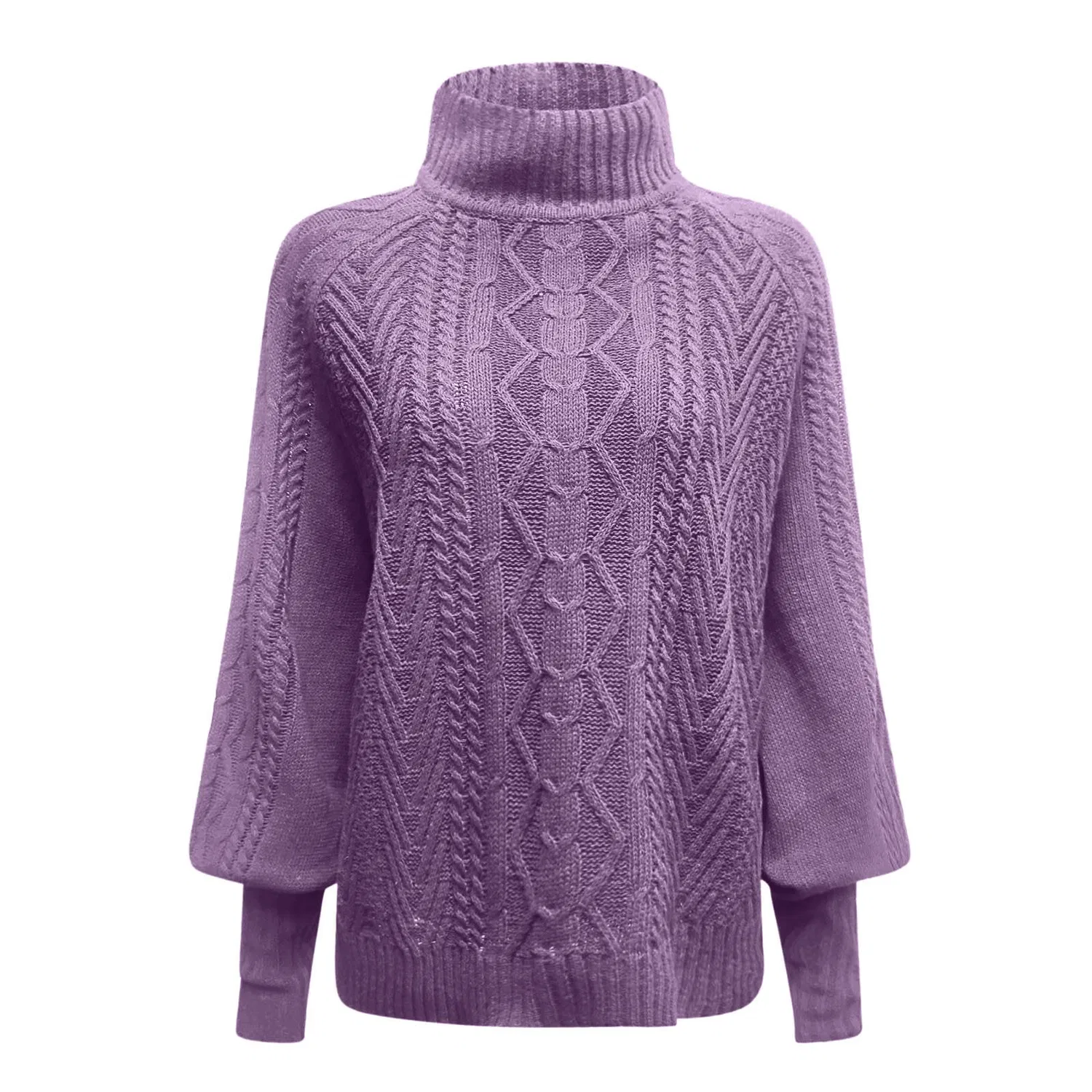 Женский свитер свободного кроя с круглым вырезом, Purple — фото 3
