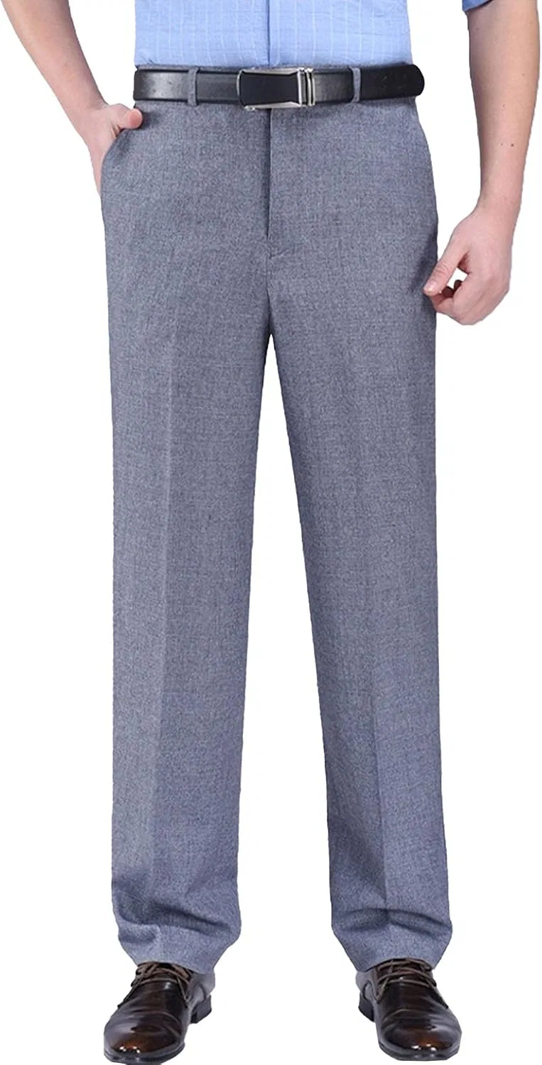 Мужские классические брюки прямого кроя с зауженной посадкой, Slim Fit, из хлопка и полиэстера, серый